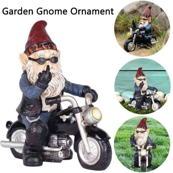 Garden Gnome Ornament Funny Sculpture Decor Old Man with a Motorcycle Statues for Indoor Outdoor Home or Office Creative Gift 210804
