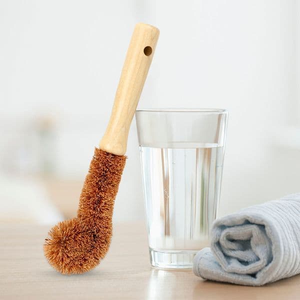 Wholesale Wooden Cup Brush Kitchen Cleaning Tool Long Handle Coconut Fiber Brown Natural Coir Non-Stick Skillet Dish Washing Pot Brush Ggacepillo De Taza De Madera