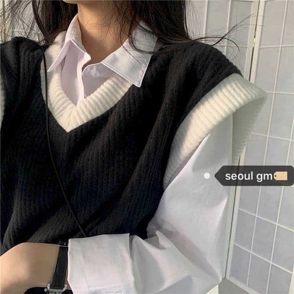 Knitted Vest Women Korean style Chic retro college Western age-reducing hit color versatile V-neck vest commut 210526