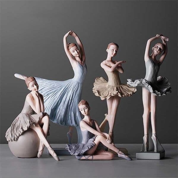 Nordic Art Ballet Girl Resin Figure Ornaments Figurines Home Decoration Accessories for Living Room Decor 211105