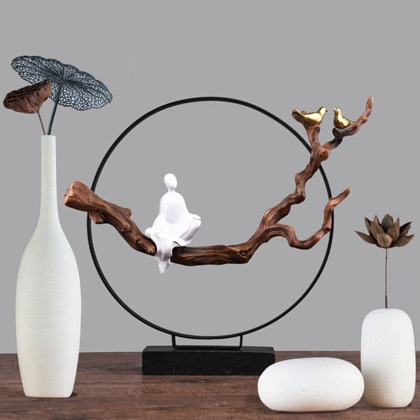 Chinese Resin Statue Gift Zen Crafts Sculpture Creative Home TV Cabinet Living Room Xuan Decoration 210414