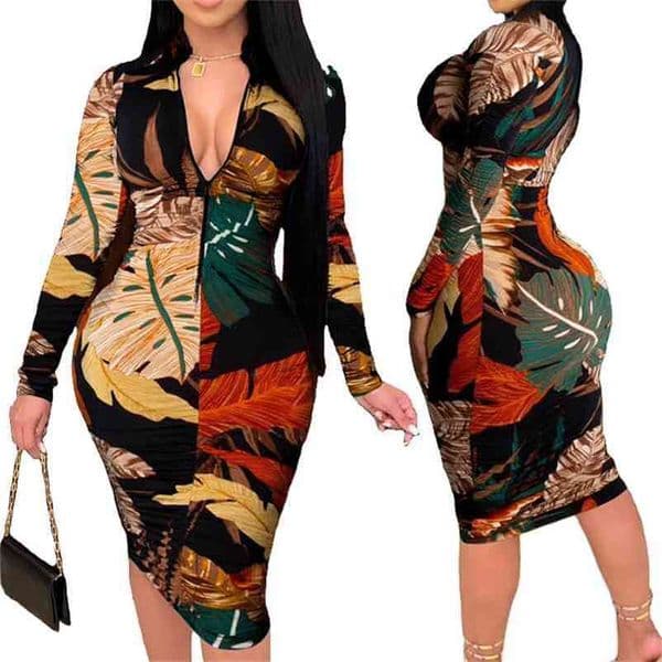 Plus Size Clothing for Women Dresses S-5XL Long Sleeve Vintage Dress Elegant High Waist Bodycon Dress Wholesale Drop 210806