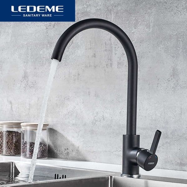 LEDEME Kitchen Faucet Outlet Pipe Tap 360 Degree Rotation Curved Classic Kitchen Sink Faucets Water Mixer Faucets Taps L4299 210724