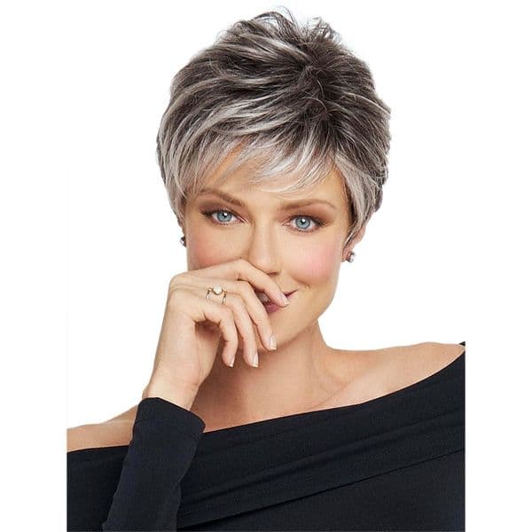 Ombre Short Silver Gray Wigs For Women Perruque Short Wavy Straight Wigs
