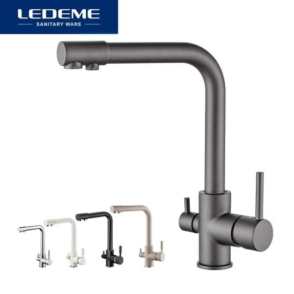 LEDEME Waterfilter Taps Kitchen Faucets Mixer Drinking Water Filter Multi-color Kitchen Faucet Sink Tap Water Tap Black White 210724