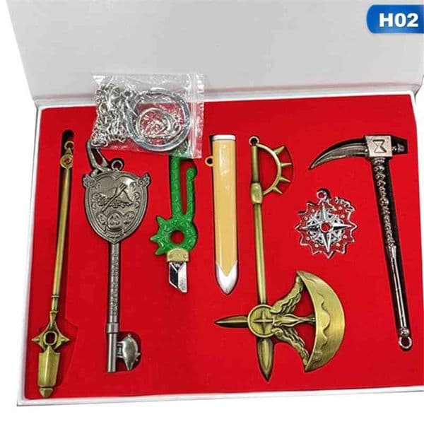 6Pcs/lot Japan Nanatsu no Taizai Dragon's Sin of Wrath Sword Keychains Anime The Seven Deadly Sins Escanor Axe Keyring Holder 210409