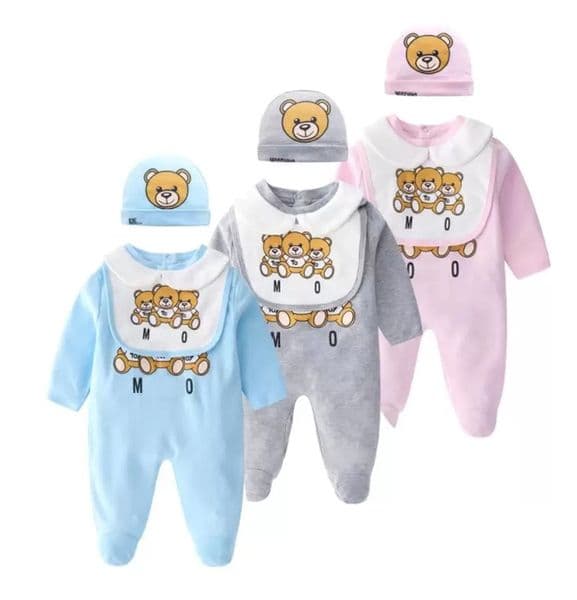 Newborn Baby Rompers Clothes Unisex Long Sleeve Cotton Little Print Bear BB New Born Boy Girl Romper Jumpsuit