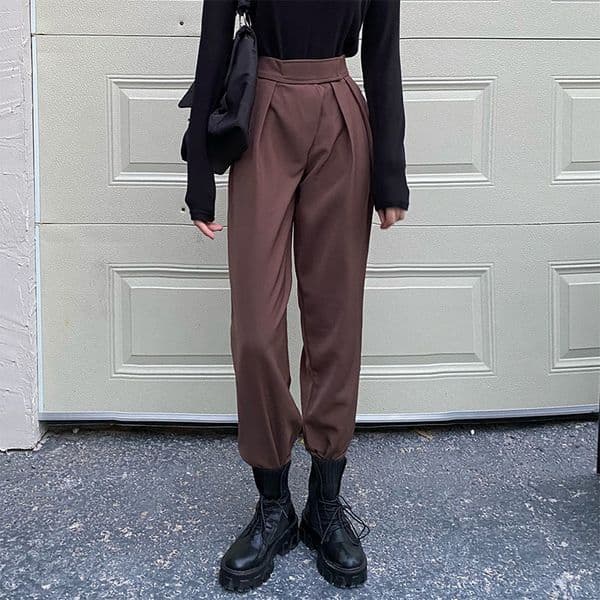 Plus Size S-4XL OL Minimalist High Waist Wide Leg Pants Women Spring Autumn Work Wear Solid Suit Trousers 210421