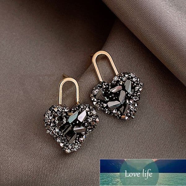 New Arrival Trendy Black Crystal Love Heart Stud Earrings For Women Sweet Delicate Jewelry Fashion Party Oorbellen Factory price expert design Quality Latest Style
