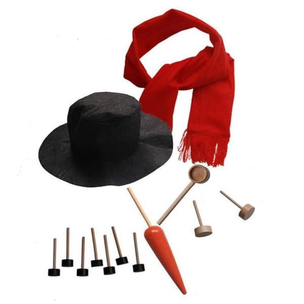 Wooden Simulation Dress Up Snowman Kit Christmas Decor Accessories Set Kit Snowman Eyes Nose Mouth Pipe Buttons Scarf