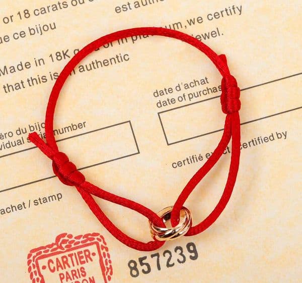 Charm bracelet with red handmade rope in 18k rose gold plated for women engagement jewelry gift PS3091