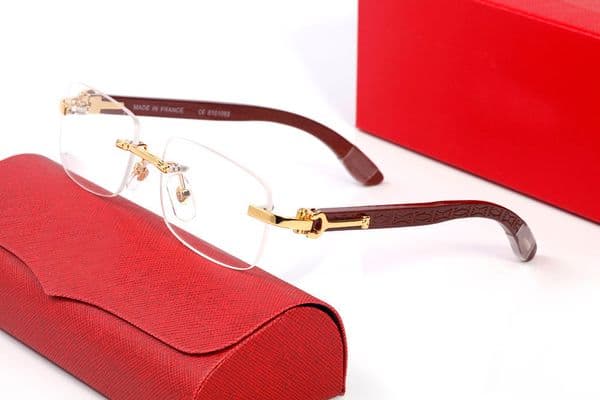 Brand Designer Glasses Sunglasses Women Mens White Man Womens Polarized Sunglasses Wood Carving Buffalo Horn Glasses Eyeglass Frameless Transparent Eyeglasses