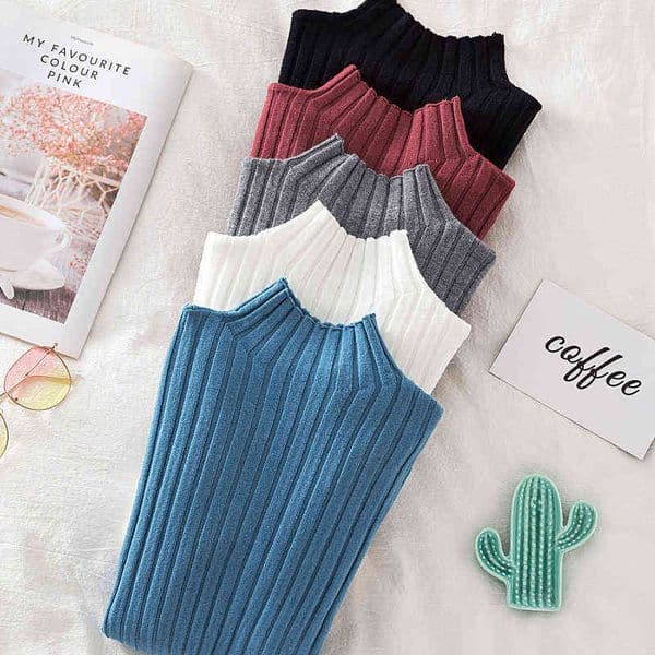 Croysier Pullover Ribbed Knitted Sweater Autumn Winter Clothes Women High Neck Long Sleeve Slim Basic Woman Sweaters Tops 211109