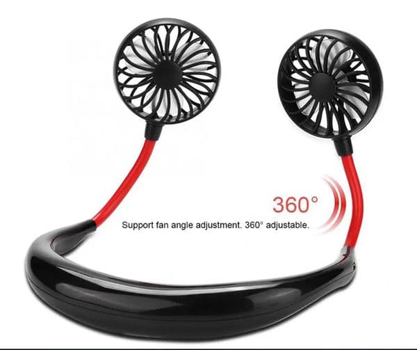 table floor Mini Portable Hands-free USB Electric Fans Sports Fan Rechargeable Outdoor 360 degree rotating Lazy Hanging Neck Band with LED lam
