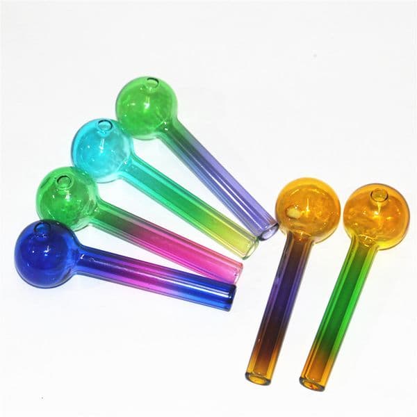 10cm Colorful Glass Oil Burner Pipe tobcco herb nails Water HandPipes Smoke Accessories Glass Tube Smoking Pipes