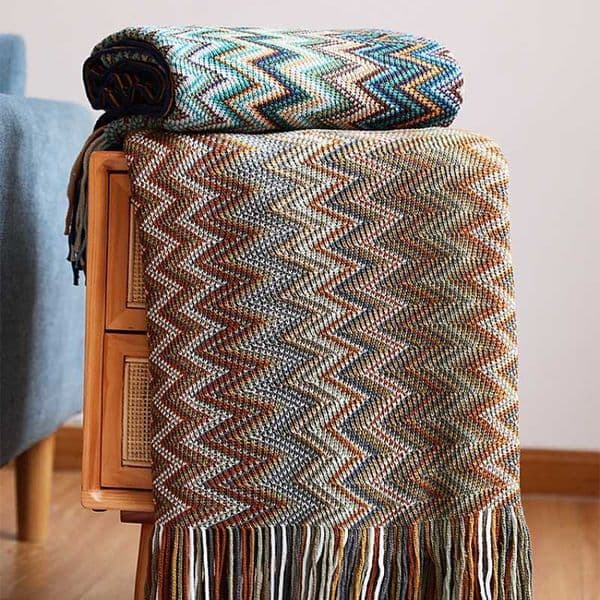 2026 Bohemian Knitted Blanket Sofa Throw With Tassels perfume Colorful Bedspread cologne Nap Air Condition Nordic Home Decorative 211218 Free Shipping