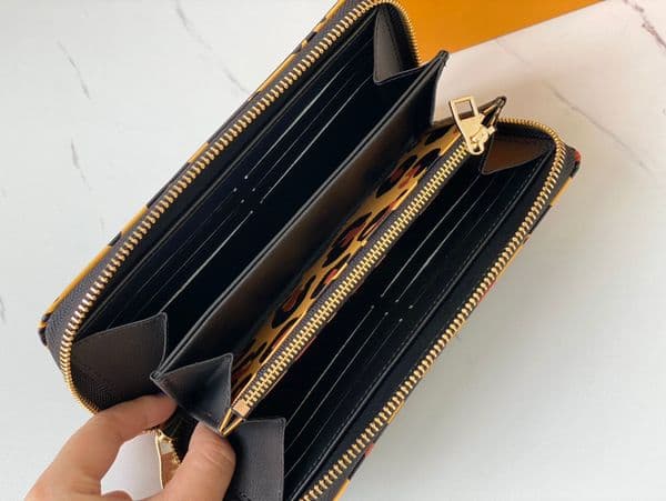 Genuine Leather brand Designers Leopard Wallets wristlet Bags Purse Fashion Zippy top Quality long Wallet Classic Zipper Pocket Bag Card Holder 806AP80