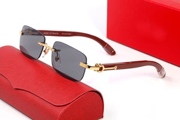 Frameless Sunglasses Designer Women Mens Plastic lens Pilot Fashion Retro Sunglass Men Woman Polarize Vintage Sport Buffalo Horn Glasses Eyeglasses with Boxes