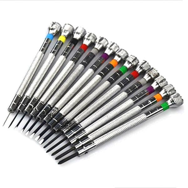 13PCs Metal 0.6-2.0mm Screwdrivers Set Professional Slotted Cross Screwdriver Kit Watchmakers Watch Repair Tools 211110