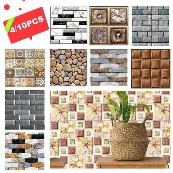 4/10Pcs 30x30cm Wall Stickers Antifouling Waterproof PVC Self-adhesive Television Background Panel Kitchen Living Room Decor 211124
