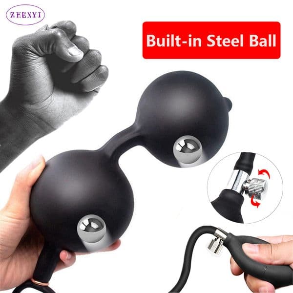 New Buitl-in Seel Ball Inflated Big Anal Plug Dildo Pump Butt Plug Anal Dilator Prostate Massage Anus Extender Dilatador Sex Toy X0401