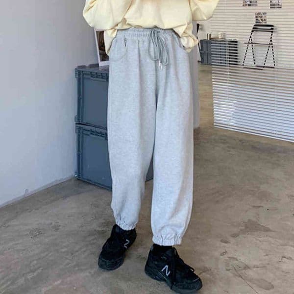 Elegant OL Elastic High Waist Loose Drawstring Casual Harem Pants Women Sweatpants Solid Sportswear Trousers 210421