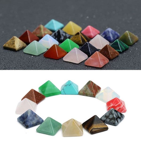 Pyramid Natural Crystal Healing Wicca Spirituality Carvings Stone Craft Square Quartz Turquoise Gemstone Carnelian Jewelry