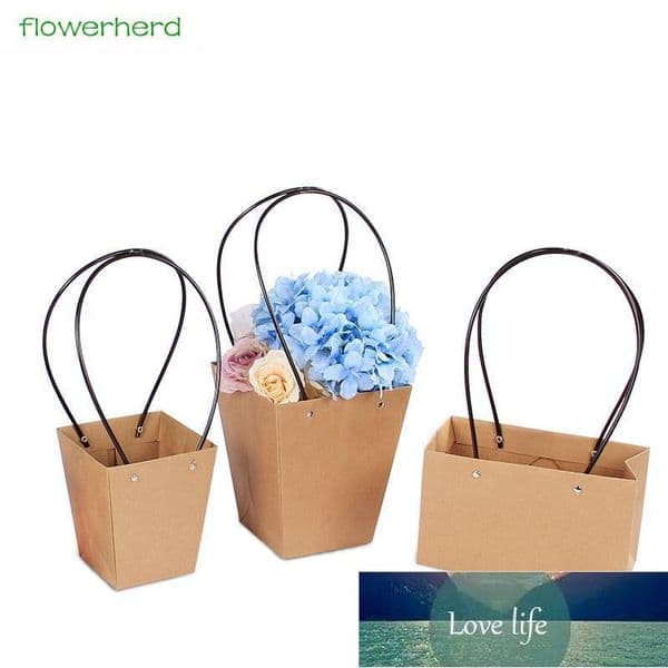 5pcs/lot Kraft Paper Bag DIY Valentine's Day Flower Wrapping Box Gift Packing Box Bouquet Florist Supplies Wedding Decoration