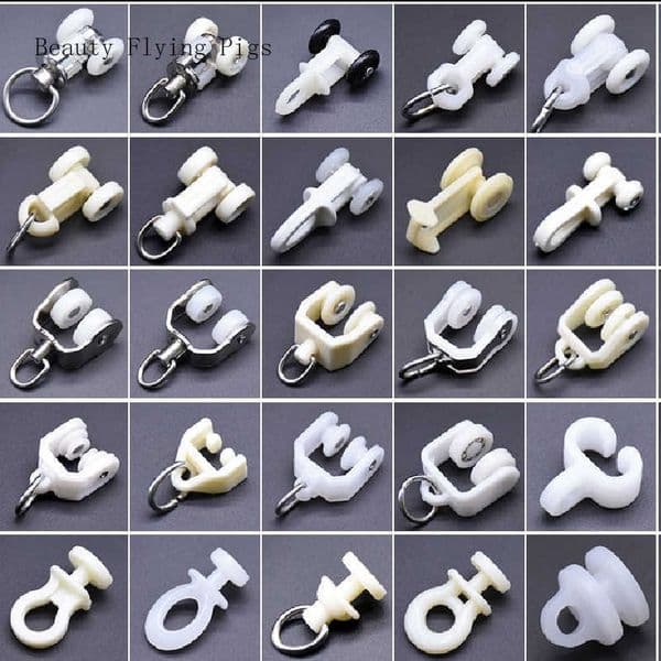 Curtain track accessories roller vintage straight curved guide hook ring slide rail pulley buckle 210607