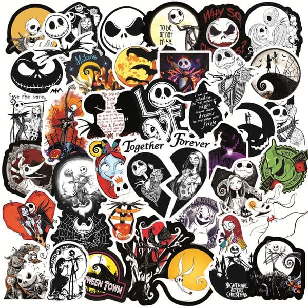 50pcs Nightmare Before Christmas Halloween Movie Sticker fans anime paster Cosplay scrapbooking phone laptop decoration