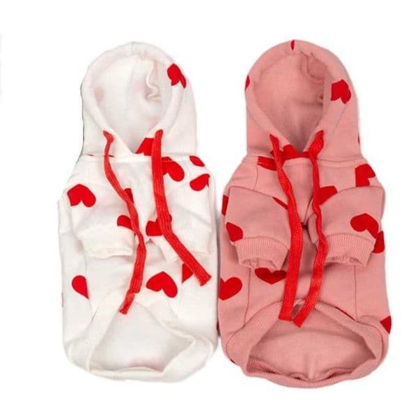 Small Pet Dog Hoodie Clothes Sweatshirt Coat Wholesale Puppy Winter Cute Heart Outfit For Dogs Yorkie Costume Chihuahua Clothing 211007