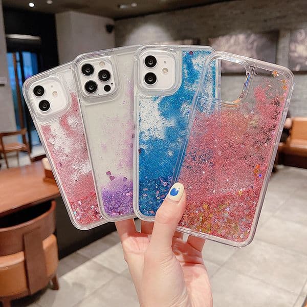 Fashion Quicksand Soft TPU Cases For Iphone 17 Air 16 15 14 Pro MAX 13 12 11 XR XS X 8 7 6 5 Plus Stars Liquid Starry Bling Glitter Heart Love Floating Clear