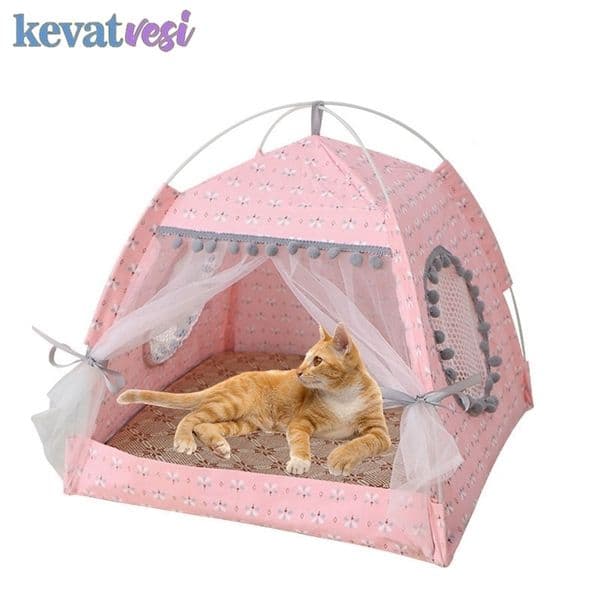 Foldable Pet Dog Tent House Portable Cute Pattern Soft Mat Sturdy Cat Cage Small Puppy Kennel Tents Supplies 211111