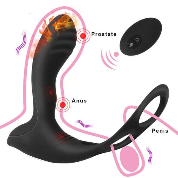 10 Frequency Heating Prostate Massager Vibrating Ring Sex Toy For Men Anal Vibrator Wireless Remote Control G-spot Stimulator X0602