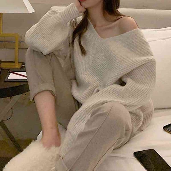 Women Sweater pullover Female knitting overszie sweaters Long Sleeve Girls Tops Loose Elegant Knitted thick sexy plus size 210417Z
