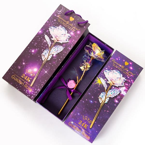 Gold Foil Plated Rose Flashing Luminous Colourful Golden Roses Flower Mother's Day Valentine Anniversary Gift Romantic Wedding Decor Boxed JY0533