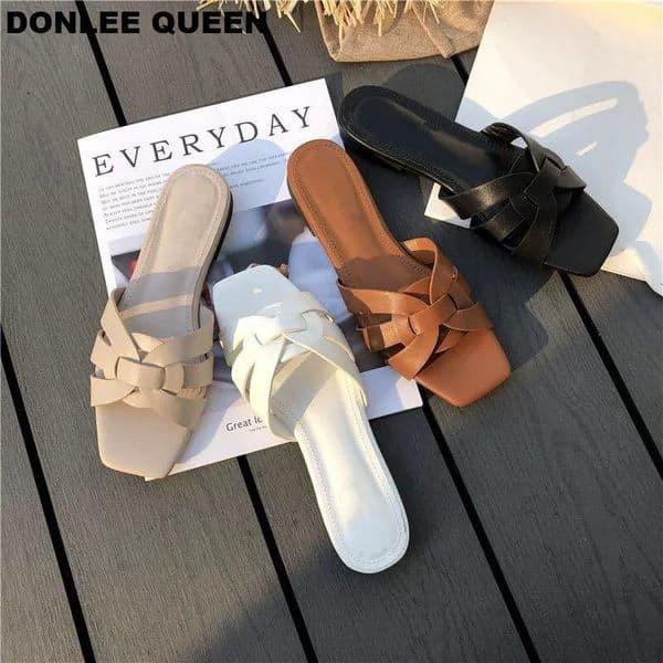 Slippers DONLEE Women Brand Summer Slides Open Toe Flat Casual Shoes Leisure Sandal Female Beach Flip Flops Big Size 41