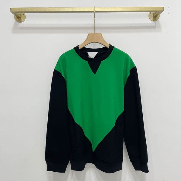 2021 Autumn Round Neck Hoodies Green Contrast Loose Slim Trend Top Women's Coat
