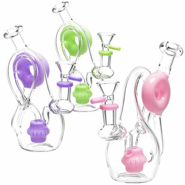 Vintage Pulsar DONUT INCEPTION RECYCLER glass Bong hookah Water pipe Bubbler match color bowl can put customer logo
