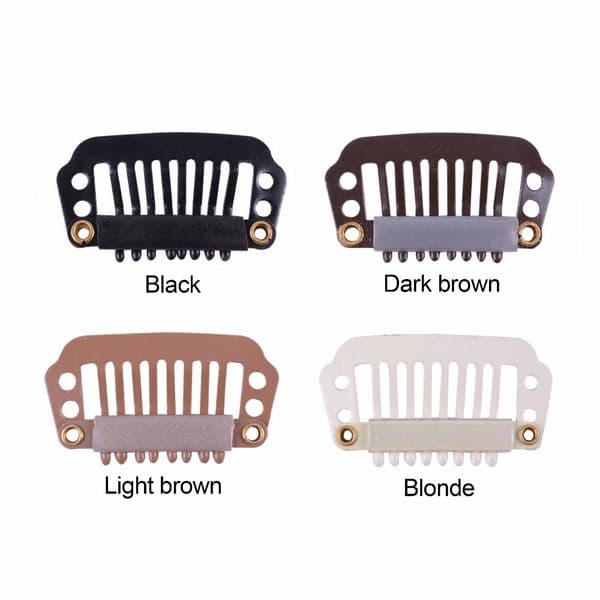 1000pcs Wig Tools Hair Cut Clip Combs Snap Clips With Rubber For Hair Extension Toupee DIY 9 Teeths 3.3cm Black Brown Blonde Clip De Corte De Pelo Haarschnitt-clip