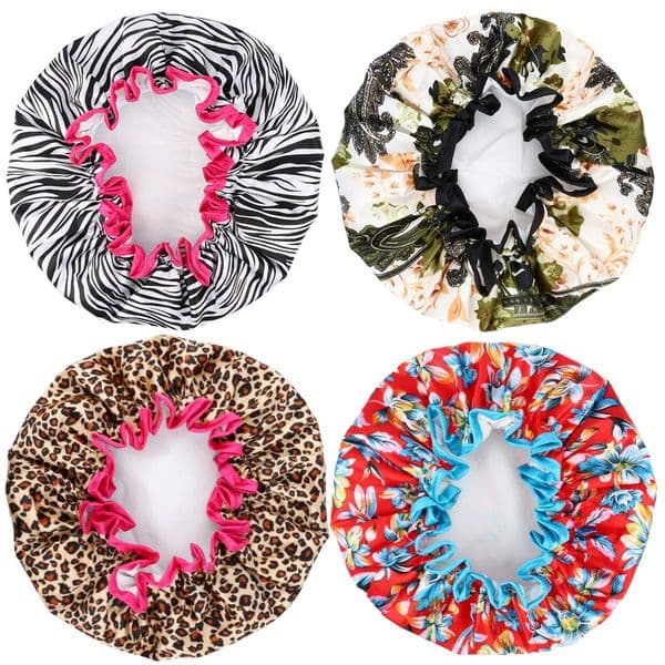 Fashion Shower Cap Waterproof Bath Hat Double Layer Women Supplies Printing Hair Cover Bathroom Accessories Shampoo Fume-Proof Caps Jy0643 B2