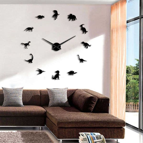 Jurassic Dinosaurs T-Rex Mirror Big Large 3D Wall Clocks Sticker Adhesive DIY Wall Clock Watches Modern Dino Wall Decor L26052205