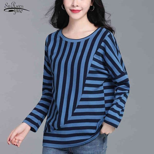 Casual Regular Women Clothing Fashion Fall Blusas Mujer De Moda Long Sleeve Shirts 4XL Plus Size Ladies Tops 7899 50 210508