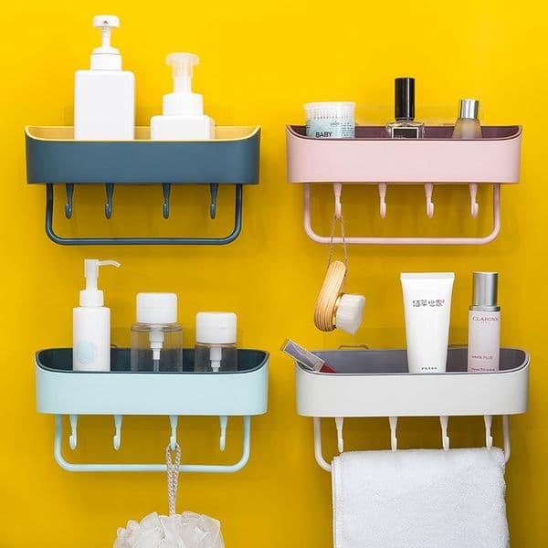 New Wall-hung Type Bathroom Multi Functional Kitchen Wall Plastic Storage Shelf Decorative Wall Shelf Sundries Storage Box 210331