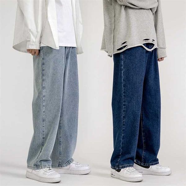 Men's Jeans Fashion Loose Straight Casual Wide Leg Pants Cowboy Mans Streetwear Korean Hip Hop Trousers 5 Colors 211108