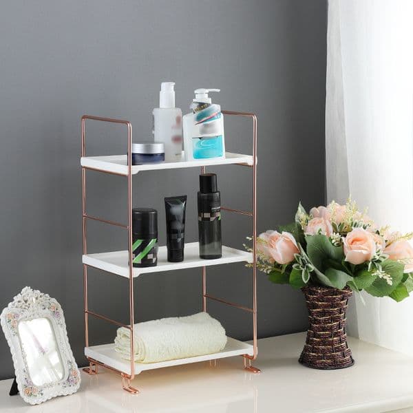 Bathroom Organizer Washroom Vanity Shelf Storage Rack Corner Caddy Tooth Stand Holder Bathtub Tray Adjusted layer Height 210331
