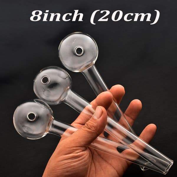 Thick Pyrex Hookah Glass Oil Burner Pipe large size 20cm lenght Clear Tube Burning Pipes Transparent Tubes Nail Tips for Bongs