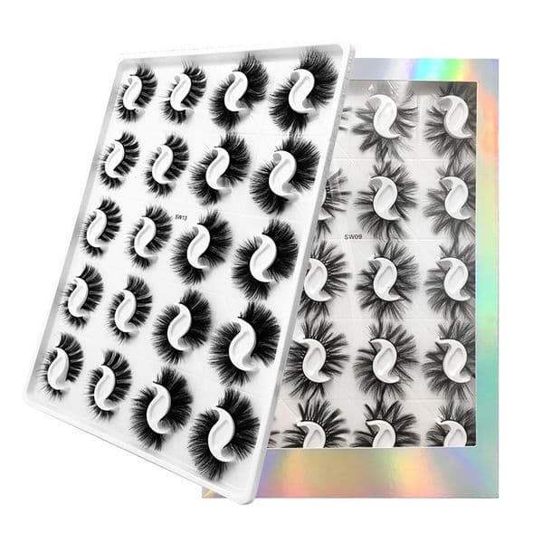Premium Natural Long Thick 20 Pairs 3D False Eyelashes Set Curled Crisscross Handmade Reusable Mink Fake Lashes Makeup For Eyes Soft Light 6 Models