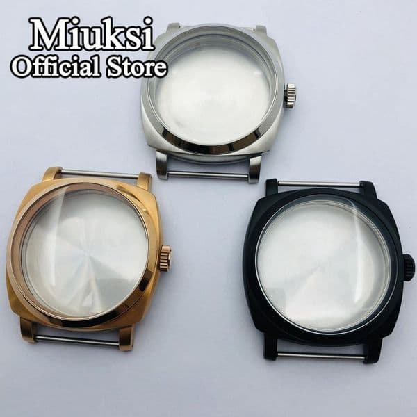 47mm silver copper black stainless steel watch case fit ETA 6497 6498 Sea gull st36 movement mens watch case