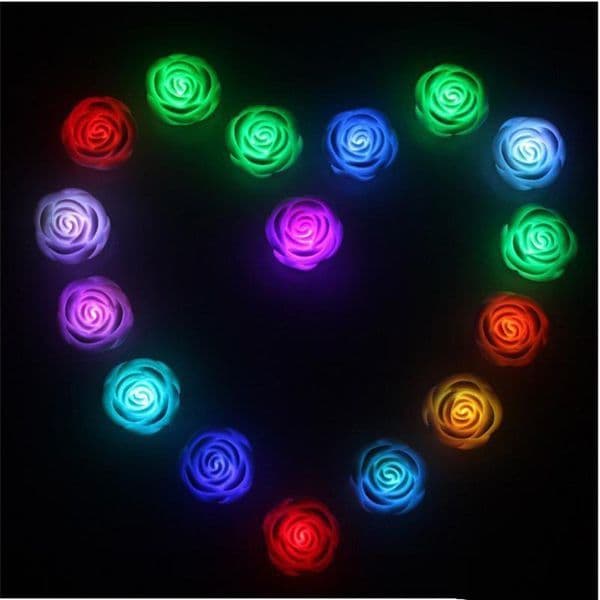 7 color changing led light toys Romantic rose flower shap lamp flashing light for Valentines day gift wedding bithday decoration